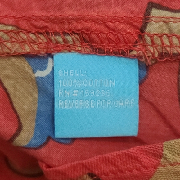 J. McLaughlin Floral Blouse Cotton Business Casual Office Red Blue Size Large - Picture 8 of 9